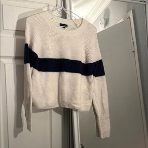 Ambiance Cream and Black Crew Neck Top